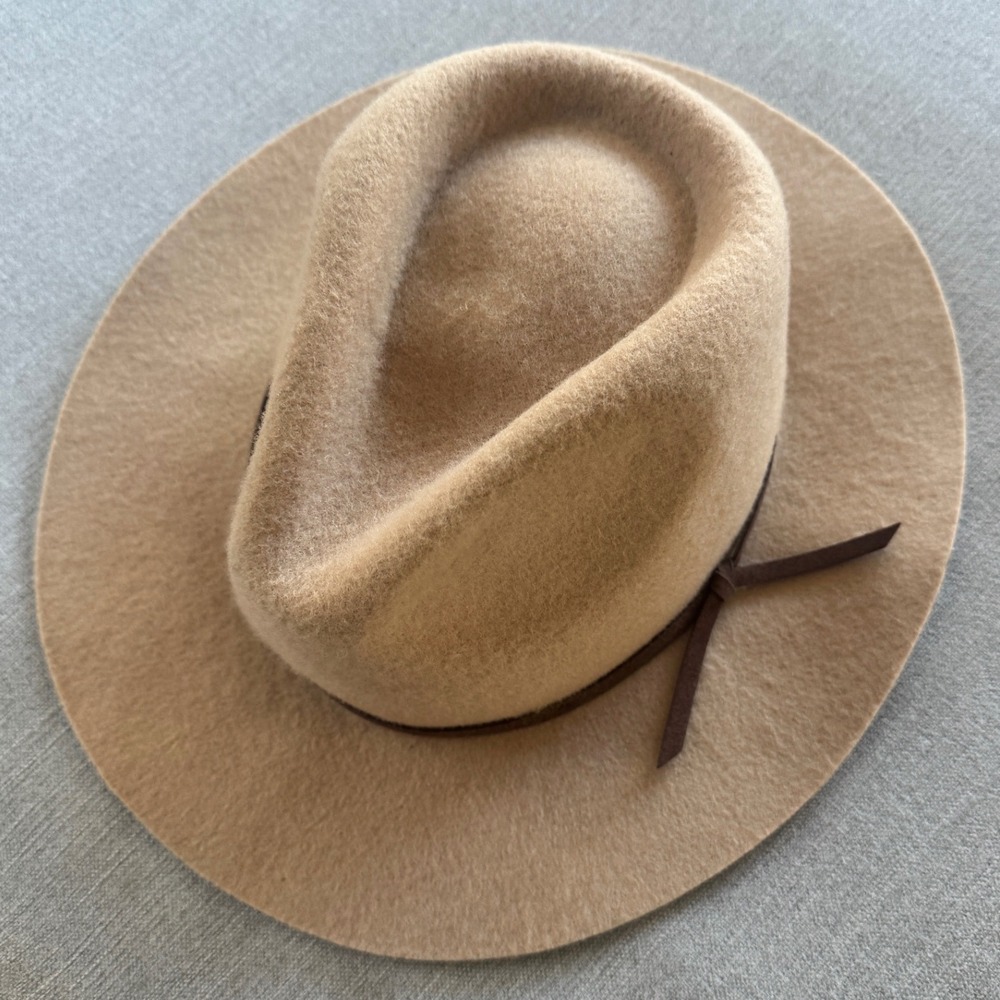 Brixton Tan Wool Felt Fedora Hat Wide Brim Camel One Size OS
